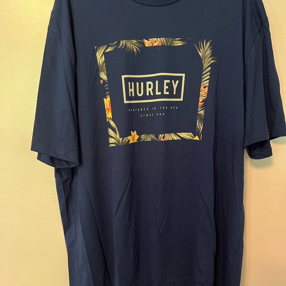 Hurley Navy Graphic Tee with Tropical Accents